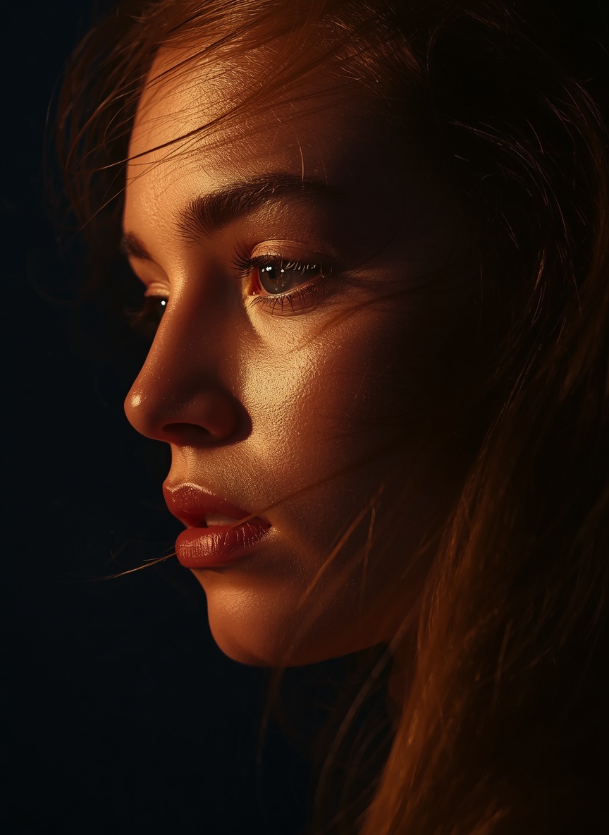Cinematic portrait in dramatic light